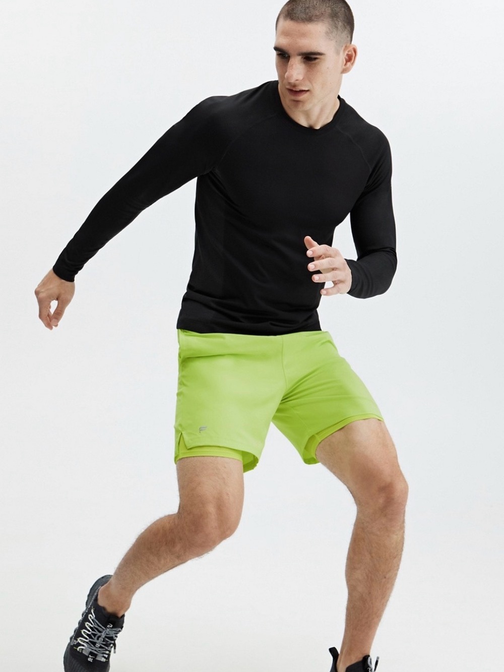 The Fundamental Short (Lined) - Lime Green (phone pocket)